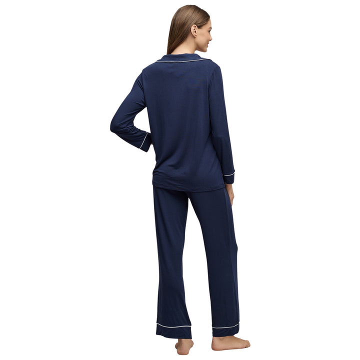 Luxe Milk Jersey Piped Pajamma, Indigo
