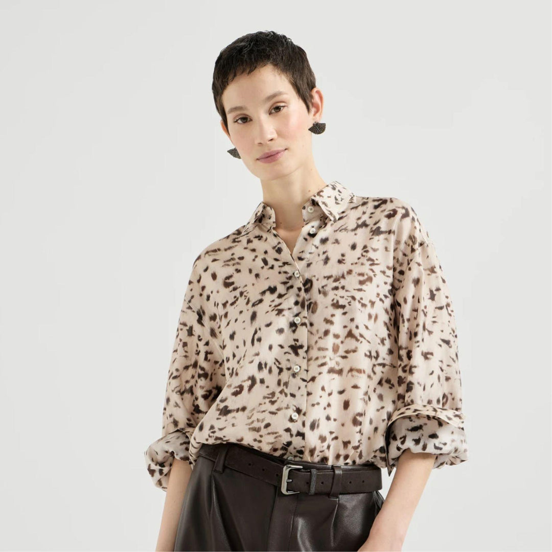 Lynx Print Silk Shirt
