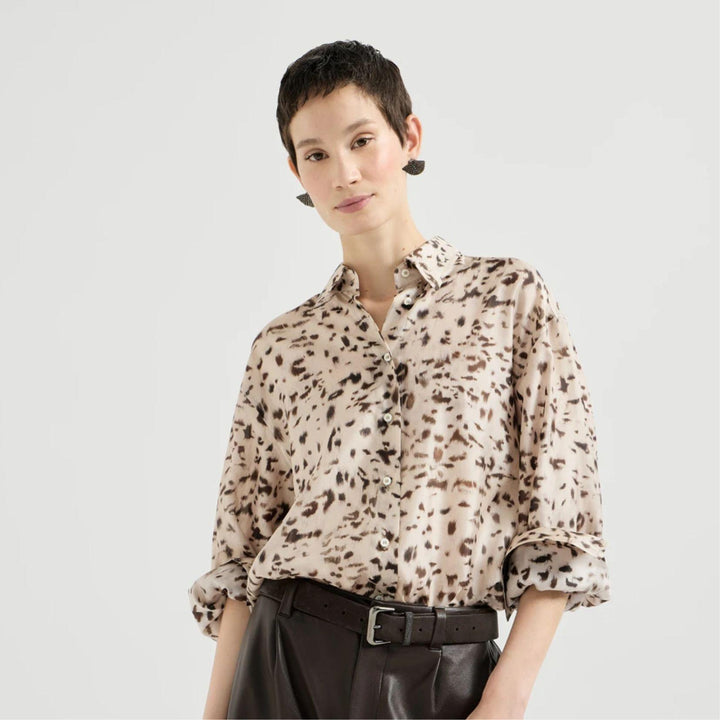 Lynx Print Silk Shirt