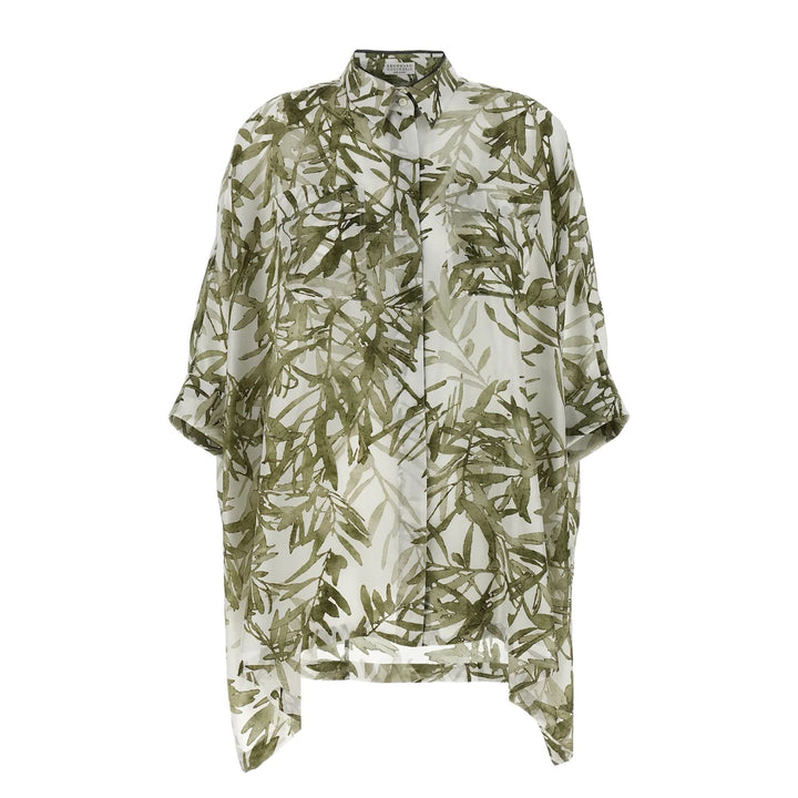 Cotton Poplin Shirt with Monili Trim at Collar