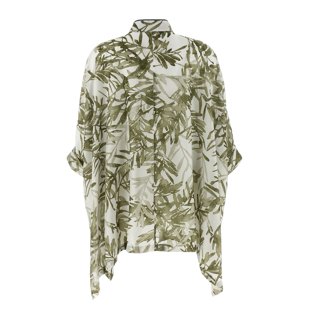 Cotton Poplin Shirt with Monili Trim at Collar