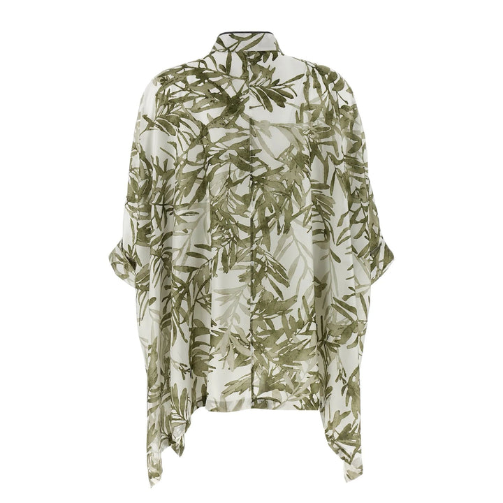Cotton Poplin Shirt with Monili Trim at Collar