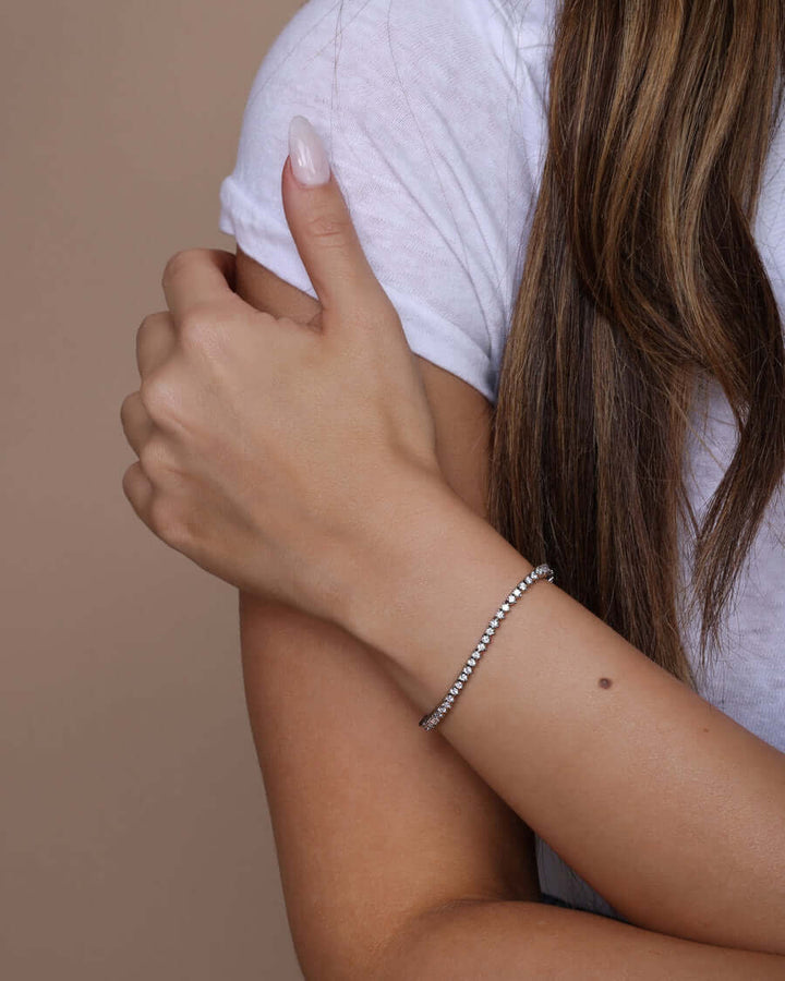 Baby Not Your Basic Silver Tennis Bracelet - Silver/White - NONE