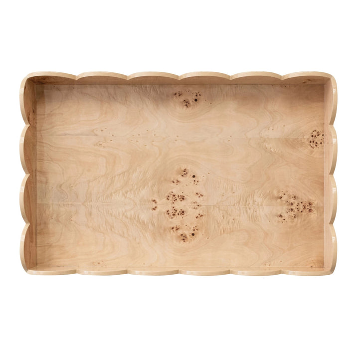 MDF & Burl Wood Veneer Folding Table with Removable Scalloped