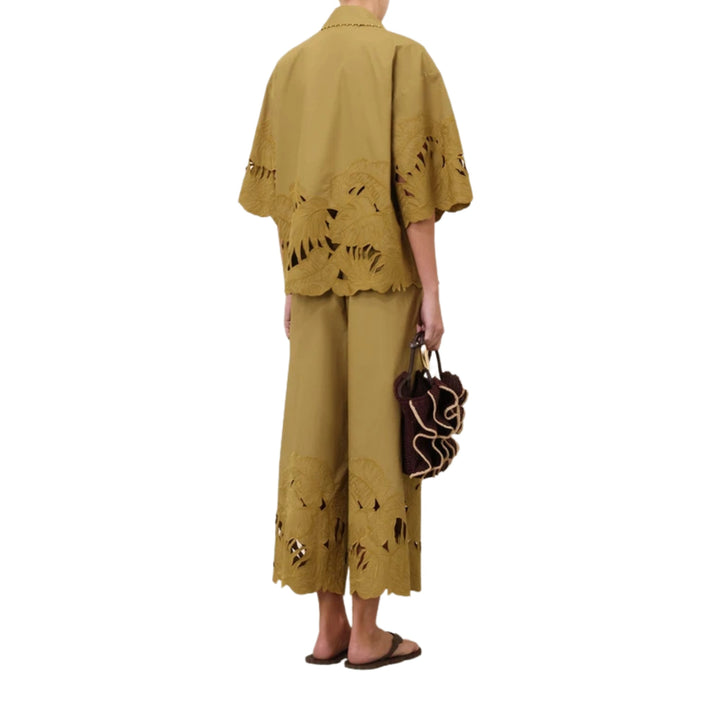 Mahon Embroidered Shirt in Moss