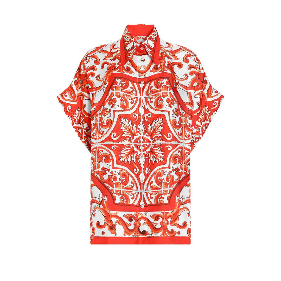 Majolica Print Silk Sleeveless Top