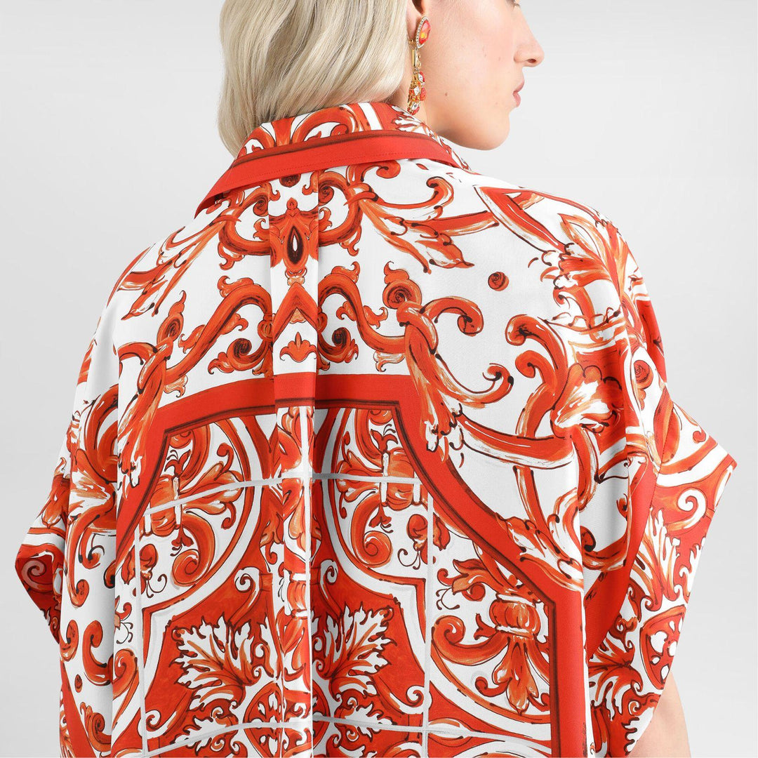 Majolica Print Silk Sleeveless Top
