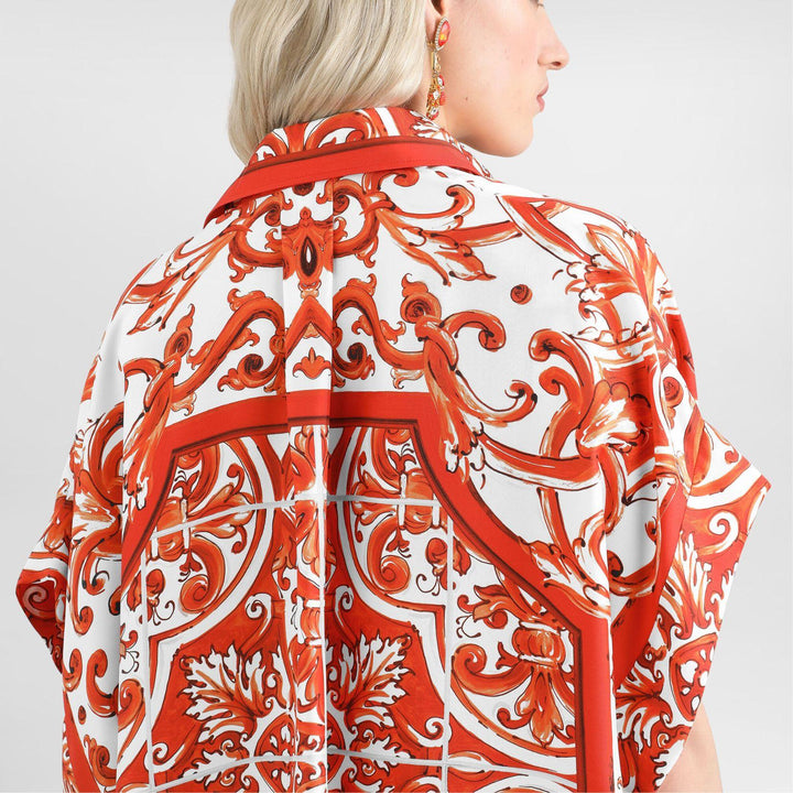 Majolica Print Silk Sleeveless Top