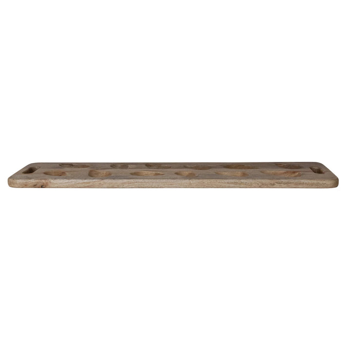 Mango Wood Oyster Serving Board with Handles, Natural