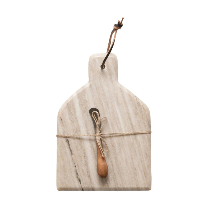 Marble Cheese Board with Canape Knife - Set of 2