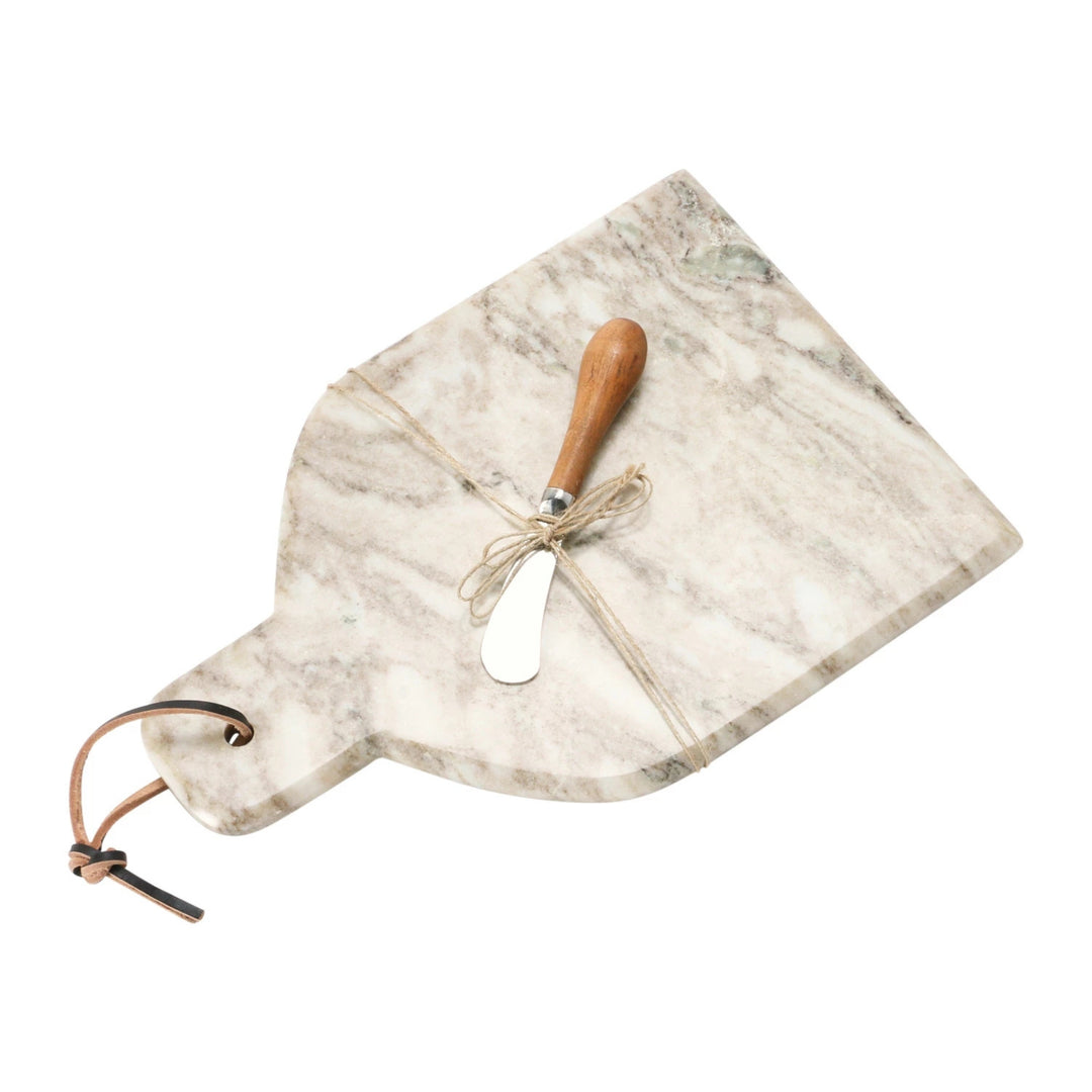 Marble Cheese Board with Canape Knife - Set of 2