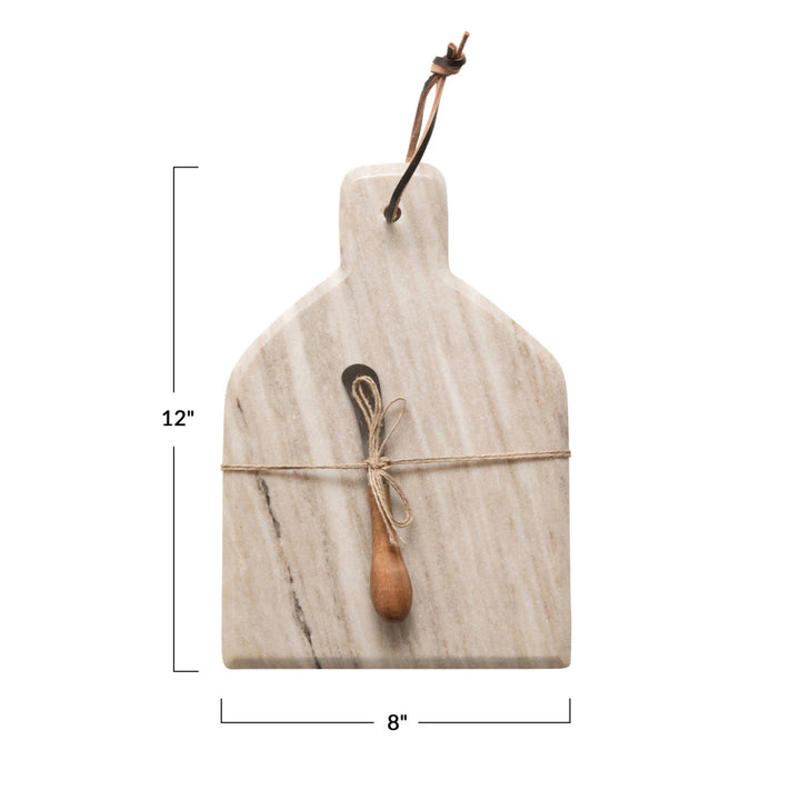 Marble Cheese Board with Canape Knife - Set of 2