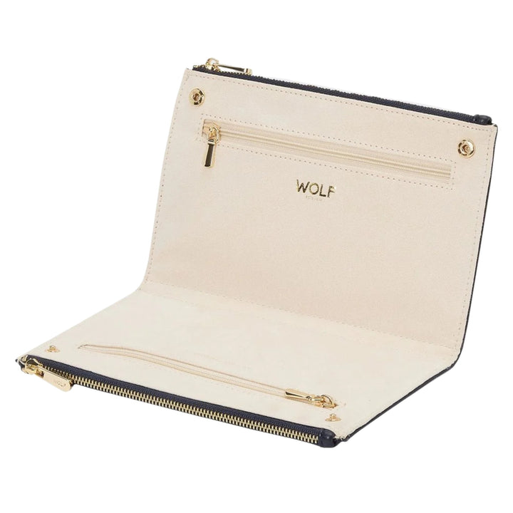 Maria Triple Pouches in White/Navy/Tangerine