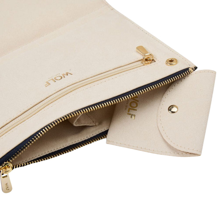 Maria Triple Pouches in White/Navy/Tangerine