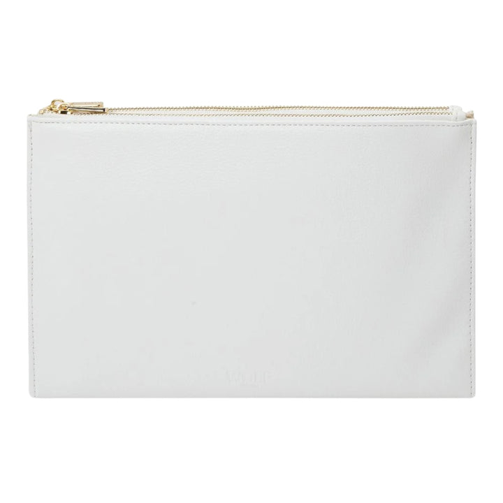 Maria Triple Pouches in White/Navy/Tangerine