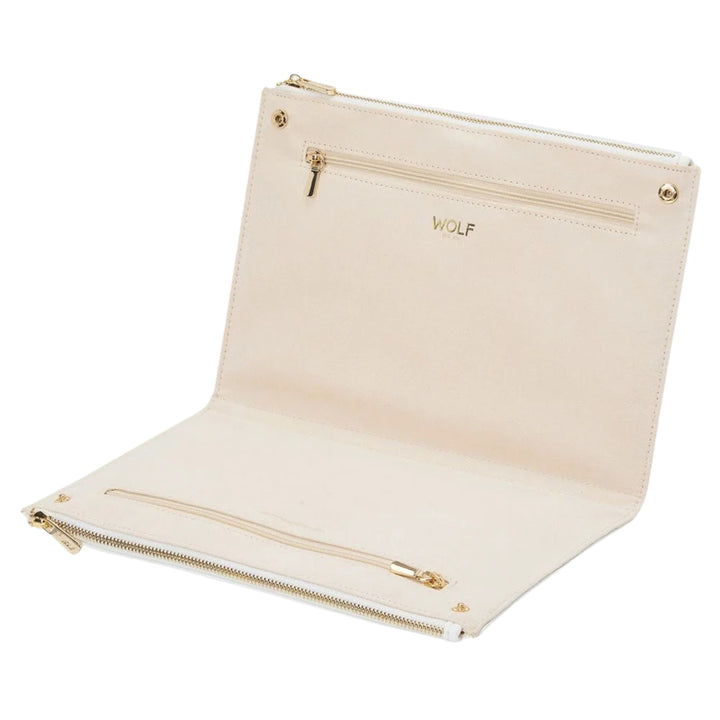 Maria Triple Pouches in White/Navy/Tangerine