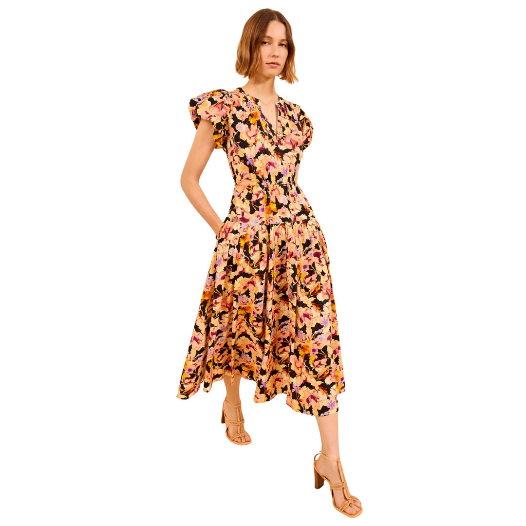 Marin Cotton Midi Dress in Night Bloom