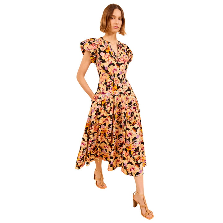Marin Cotton Midi Dress in Night Bloom