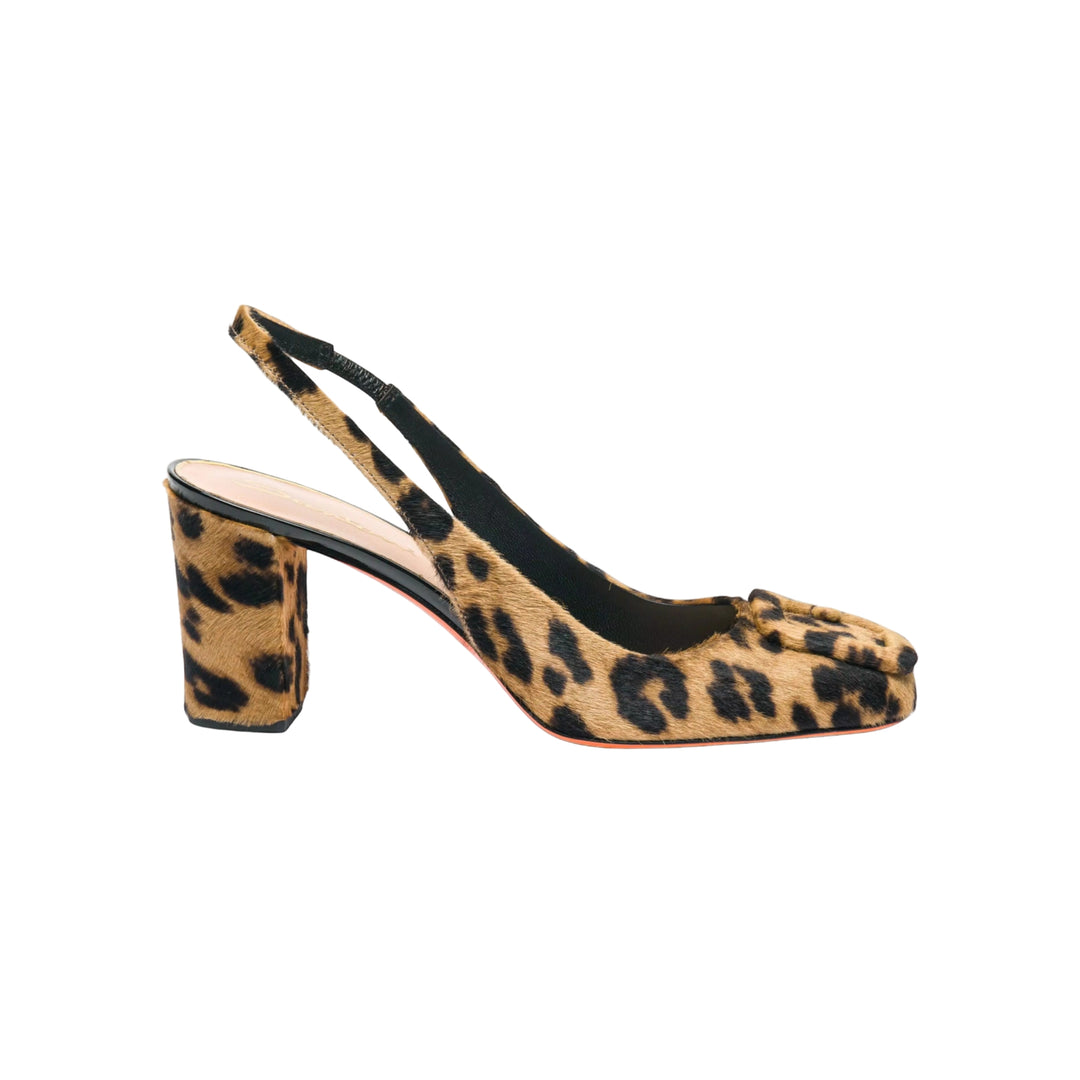 Marta Calf Hair Slingback in Leopard