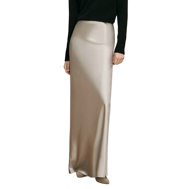 Medina Silk-Blend Maxi Skirt in Pewter