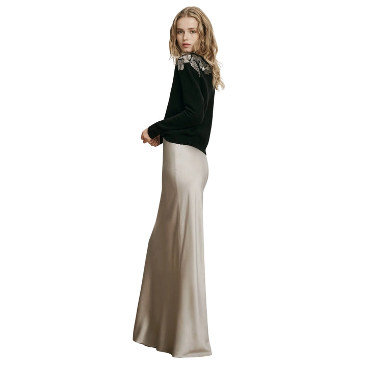 Medina Silk-Blend Maxi Skirt in Pewter