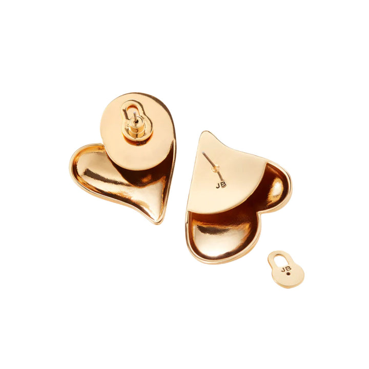Mega Art Heart Button Earrings - Gold