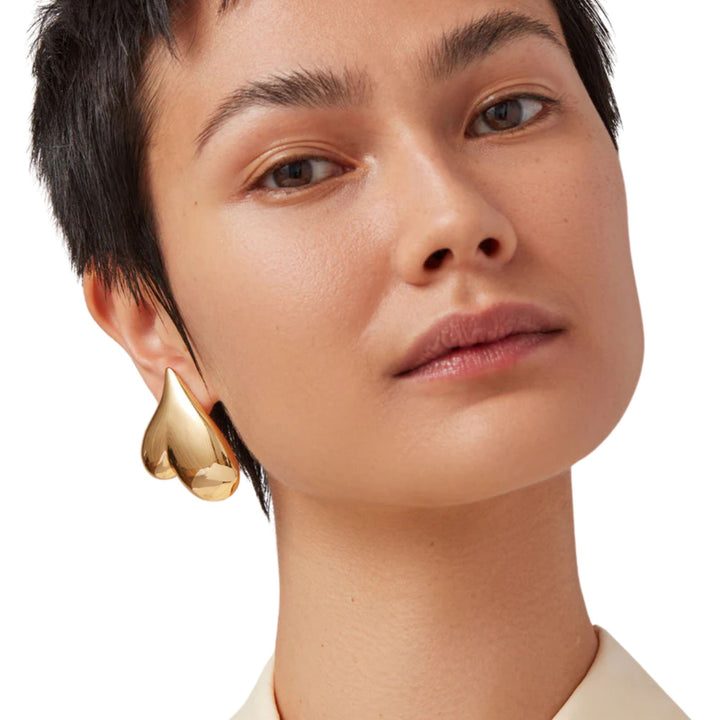 Mega Art Heart Button Earrings - Gold