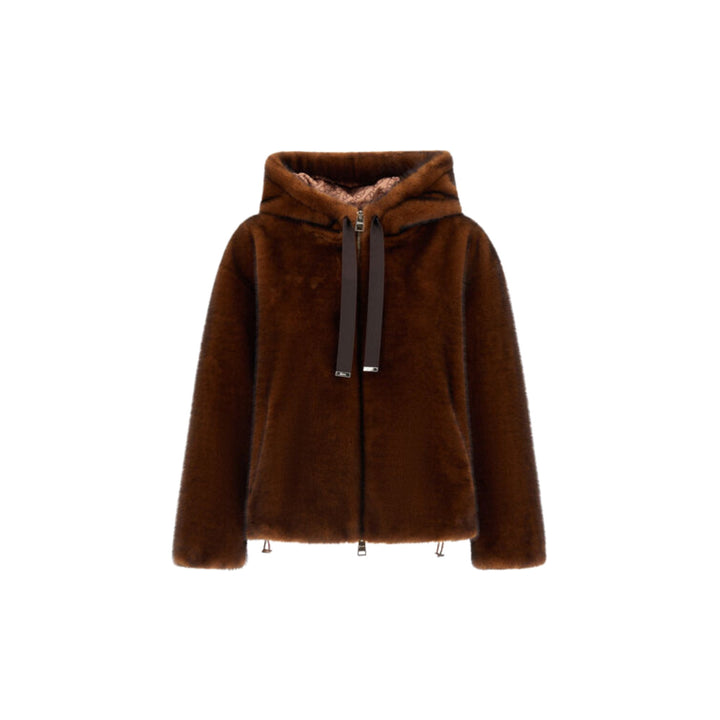 Melange Alternative Mink Blouson Jacket with Hood