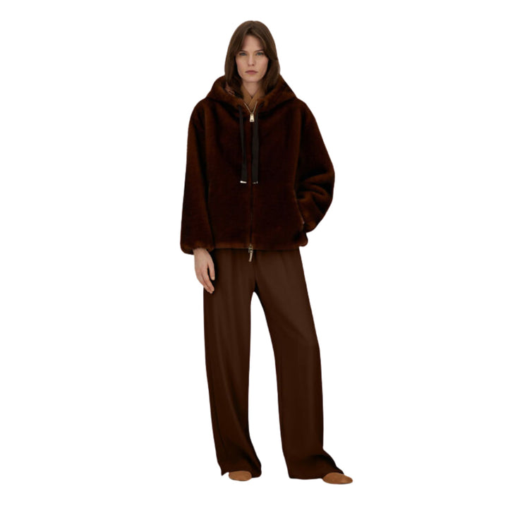 Melange Alternative Mink Blouson Jacket with Hood