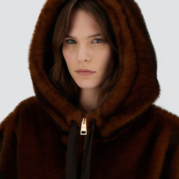 Melange Alternative Mink Blouson Jacket with Hood