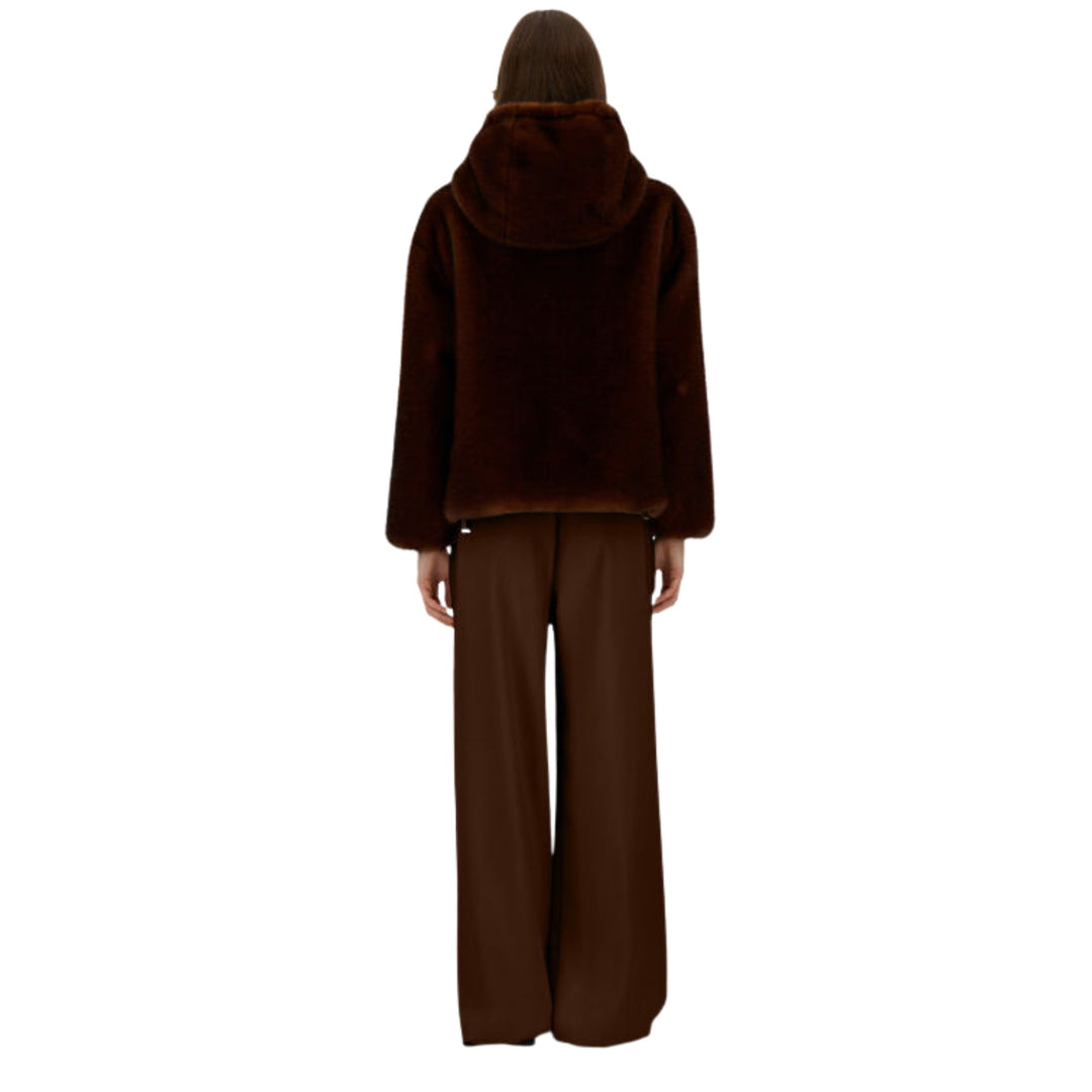 Melange Alternative Mink Blouson Jacket with Hood
