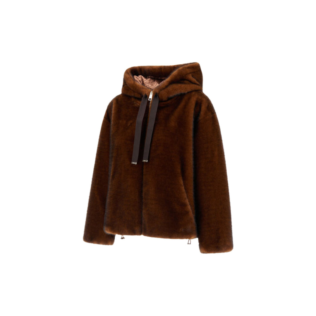 Melange Alternative Mink Blouson Jacket with Hood