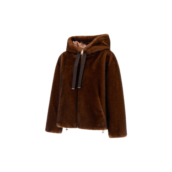 Melange Alternative Mink Blouson Jacket with Hood