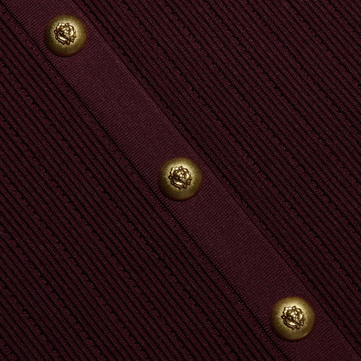 Melania Pointelle Knit Skirt in Deep Port and Gold