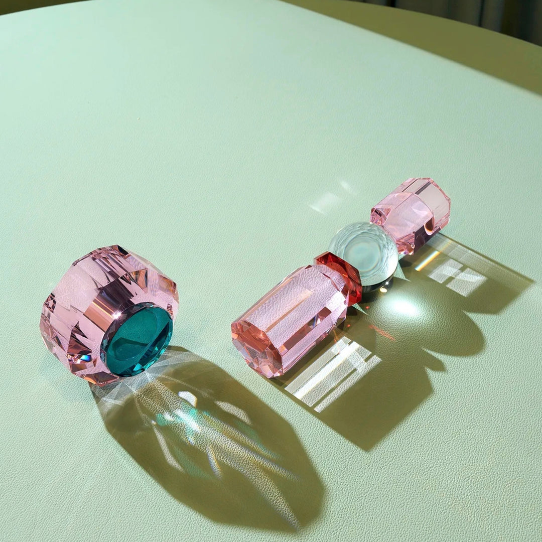 Memphis Tealight Holder - Clear/Rose/Red