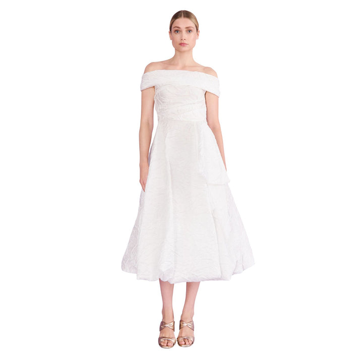 Off The Shoulder Jacquard Dress with Sash