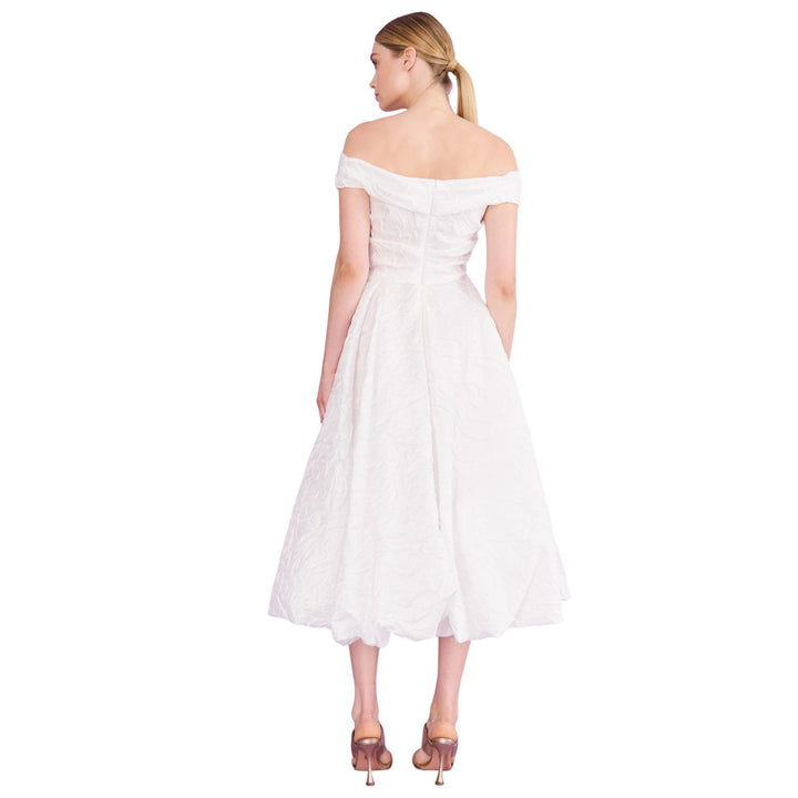 Off The Shoulder Jacquard Dress with Sash