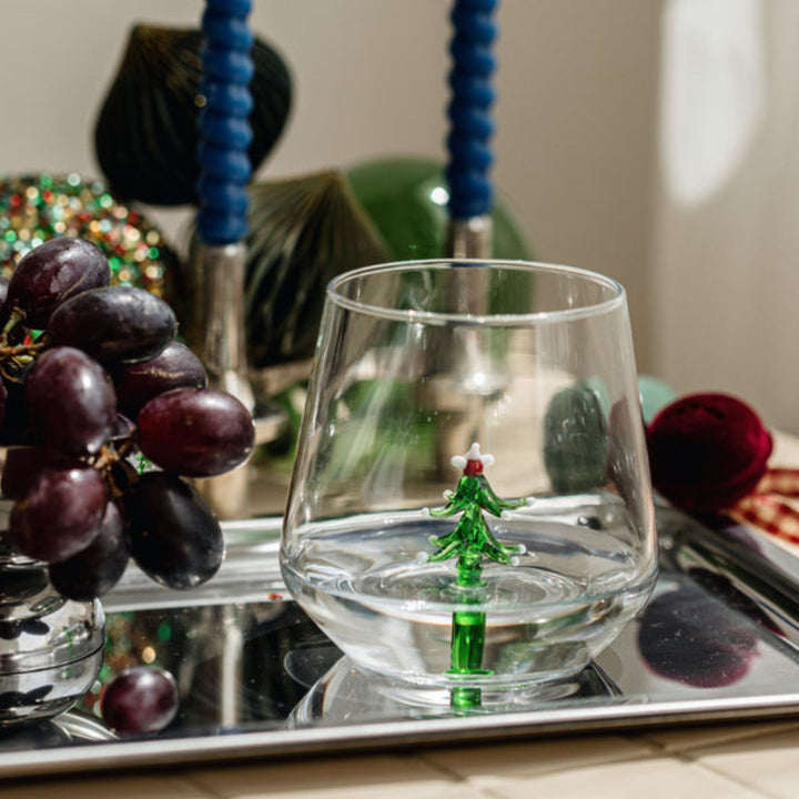 Minizoo Drinking Glass Handmade Christmas Tree, front