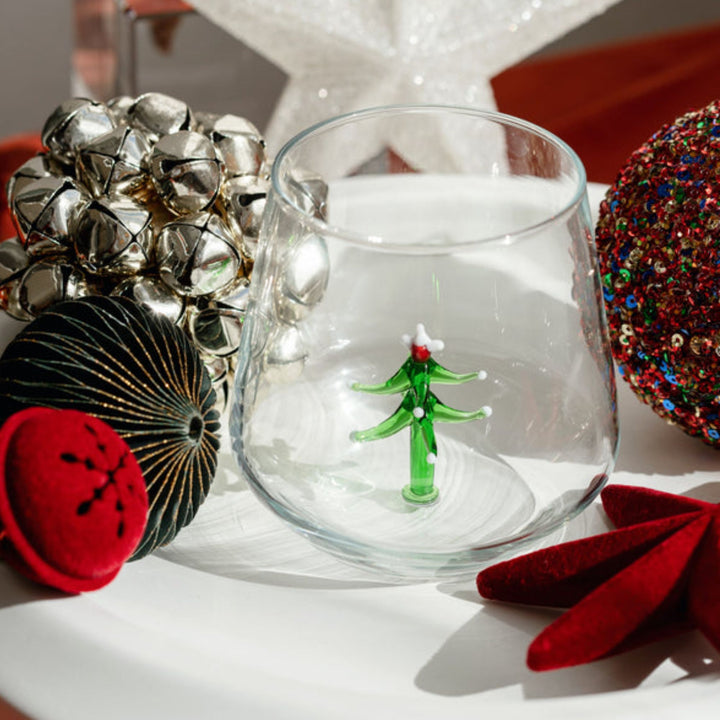 Minizoo Drinking Glass Handmade Christmas Tree, front