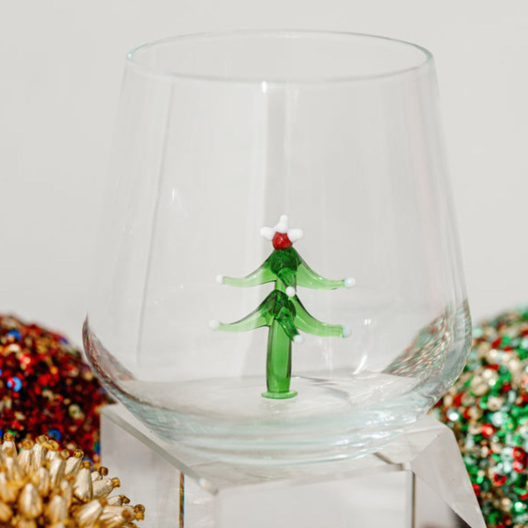 Minizoo Drinking Glass Handmade Christmas Tree, front