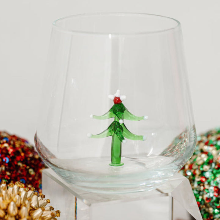 Minizoo Drinking Glass Handmade Christmas Tree, front