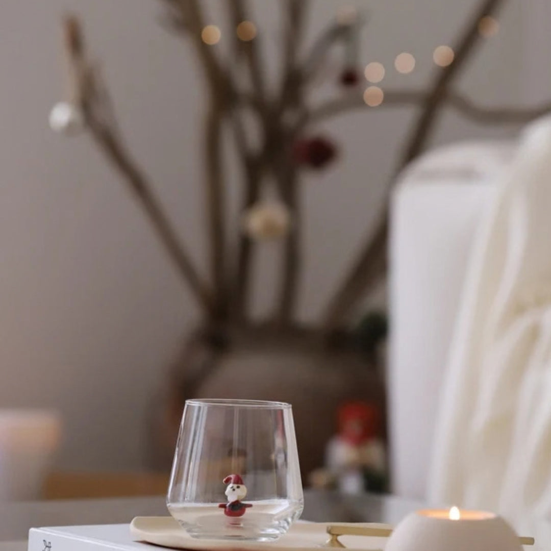 Minizoo Drinking Glass - Handmade Santa Figure, front