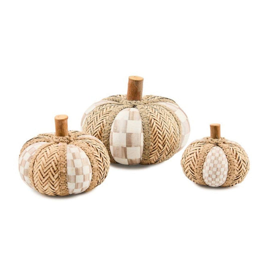 Mocha Check Rattan Pumpkin Set