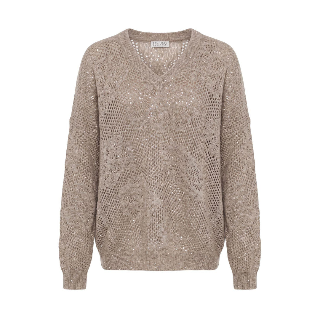 Mohair Diamante V Neck Sweater