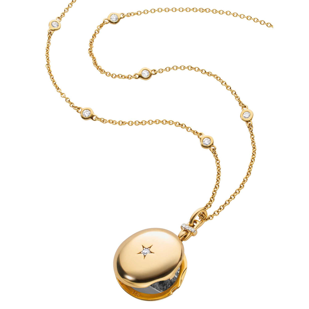 Twinkle Star 18K Gold Diamond Locket 17"