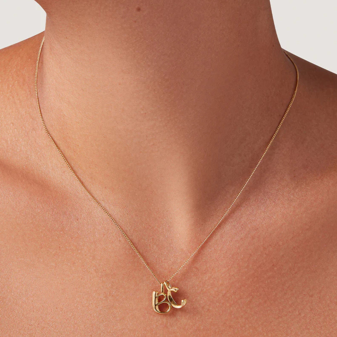 Monogram Necklace - B - High Polish Gold
