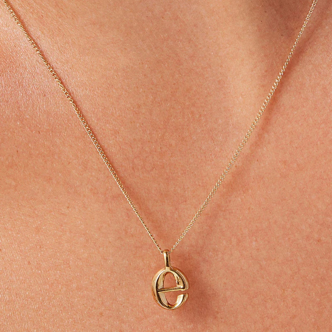 Monogram Necklace - E - High Polish Gold