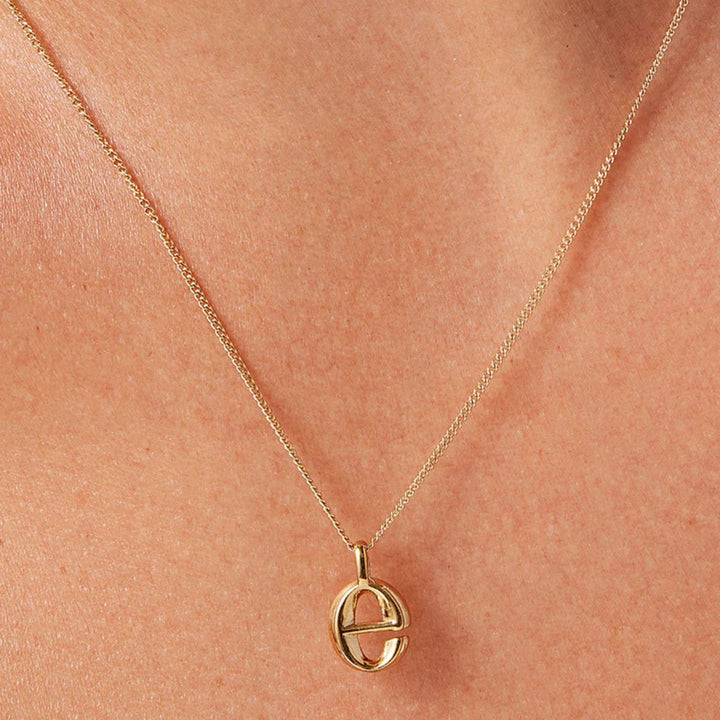 Monogram Necklace - E - High Polish Gold