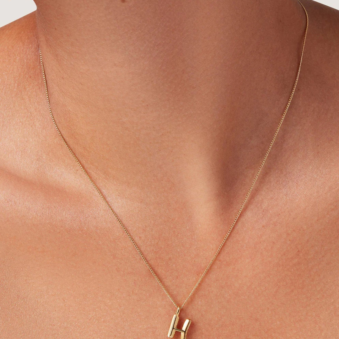 Monogram Necklace - H - High Polish Gold
