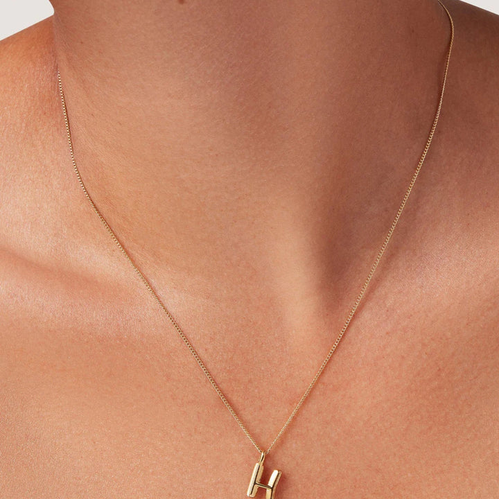 Monogram Necklace - H - High Polish Gold